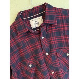 Cactus Man Authentic Workwear Red & Blue Plaid Pearl Snap Work Shirt Cowboy M
